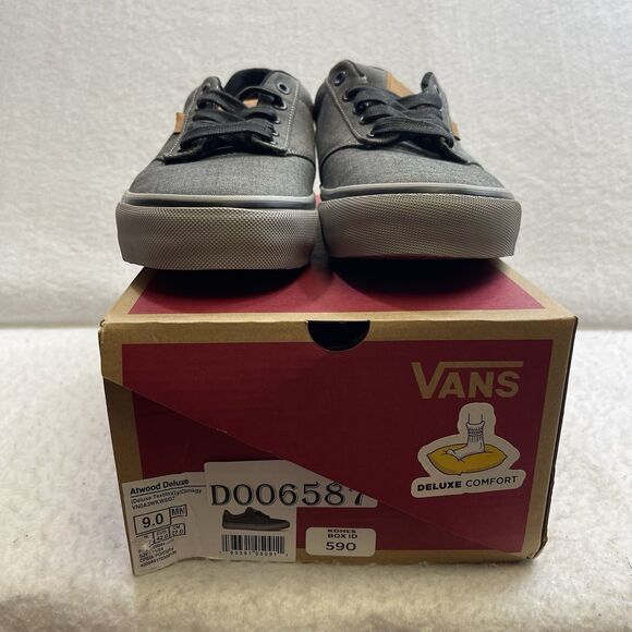 Vans Sneakers Men 9 Gray Brown Atwood Deluxe Textile Gum Sole Padded Skate Shoes - Picture 9 of 9